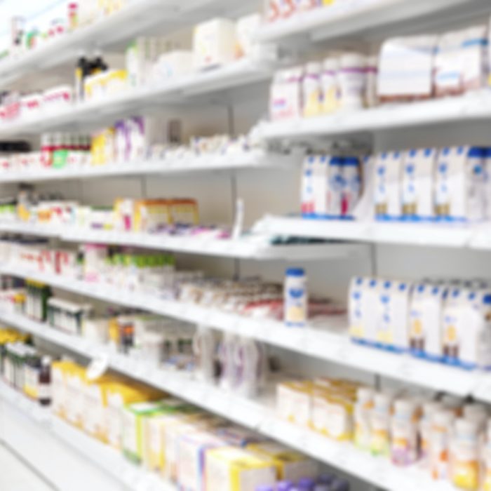 Medicine Products placed in Shelves at Pharmacy